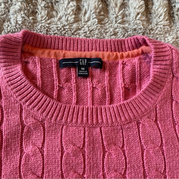 GAP Pink Cable Knit Sweater Medium Angora Blend Holiday 2008 Preppy Y2K - Picture 4 of 9